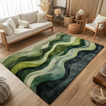 tapis moderne rayures ondulées vert gris imperméable antidérapant bain entrée cuisine exercice oriental 40x60cm