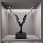 sculpture décorative moderne oiseau aigle noir ailes transparentes dimension 22x9x30