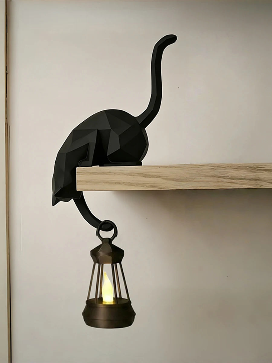 lampe suspendue chat moderne plastique noir blanche texture mat bougie