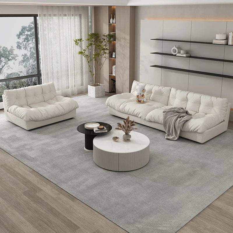 canapé blanc simili cuir moderne coussins 180 240 300 cm