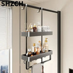 étagère douche adhésive aluminium moderne multifonctionnelle stable argente argentée lisse opaquet rechargeable