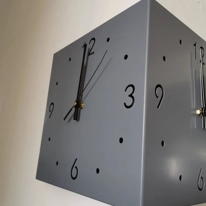 horloge murale double face moderne carrée aiguille numérique éclairée minimaliste