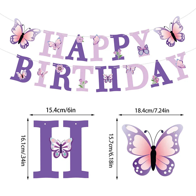 vaisselle jetable fête anniversaire papillons violets roses fleurs couronnes paillettes dorées assiettes tasses serviettes