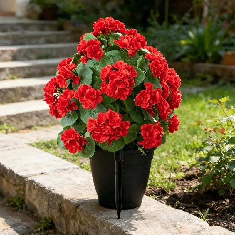 décoration intérieure plante artificielle fleur rouge blanche jaune moderne minimaliste piquet noir pot