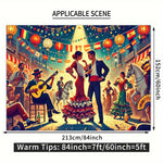 toile fond multicolore danseurs flamenco lanternes drapeaux musique événements festifs anniversaires mariages noëlnaissance