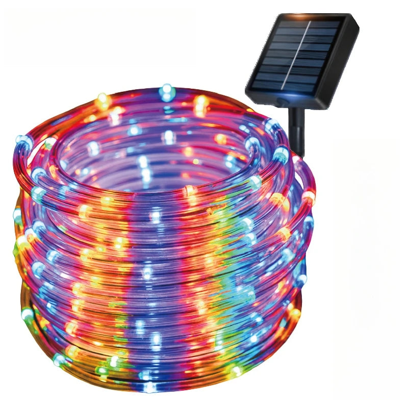 guirlande lumineuse led solaire extérieure blanche moderne 100 led 22mètres fixée piquet