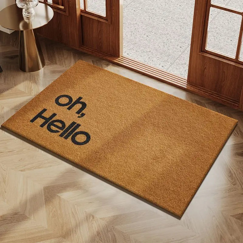 tapis d'entrée marron clair motif smiley hello extérieur moderne antidérapant porte d'entrée