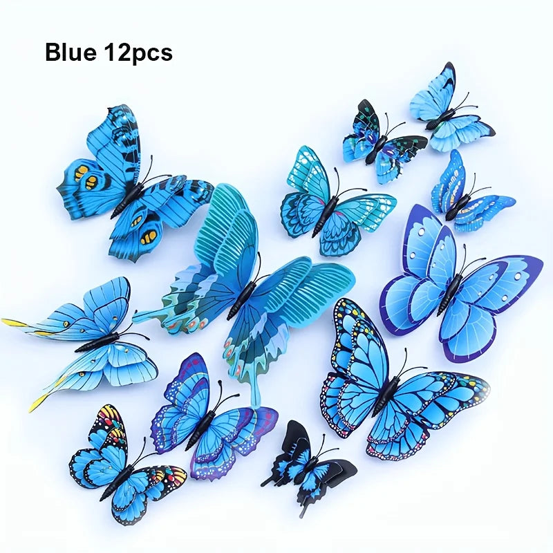 décoration murale papillons multicolores 3d aimants points adhésifs fête anniversaire mariage noël