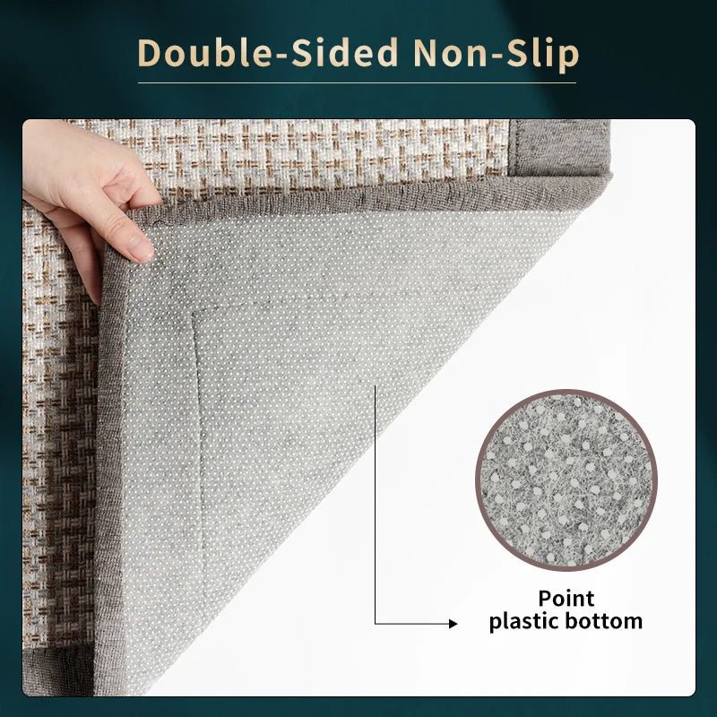 tapis cuisine beige gris antidérapant chenille moderne jute lavable sol intérieur
