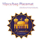 nappes chemins table motifs islamiques ramadan decoratives festives or bleu marine violet emeraude rouge