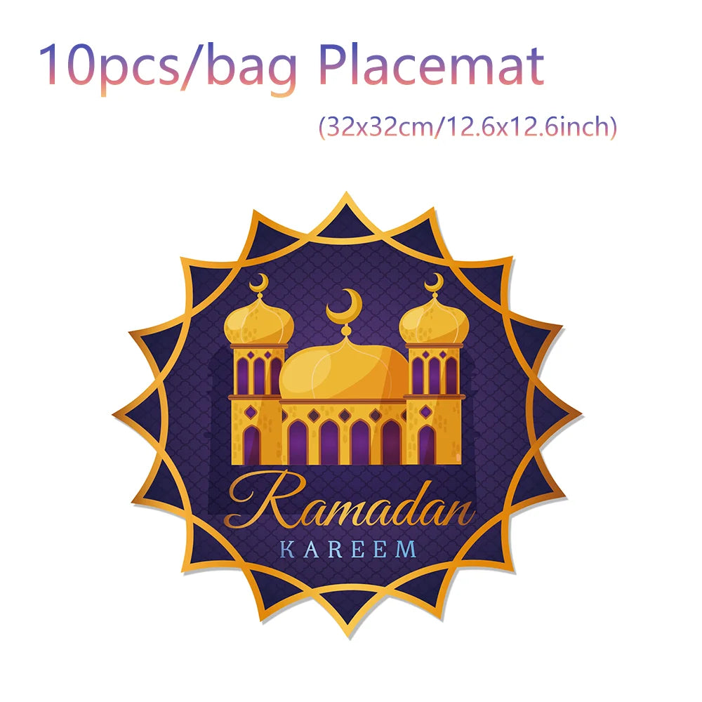 nappes chemins table motifs islamiques ramadan decoratives festives or bleu marine violet emeraude rouge