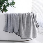 serviette bain fibre bambou rayée gris moderne absorption rapide 70x35cm