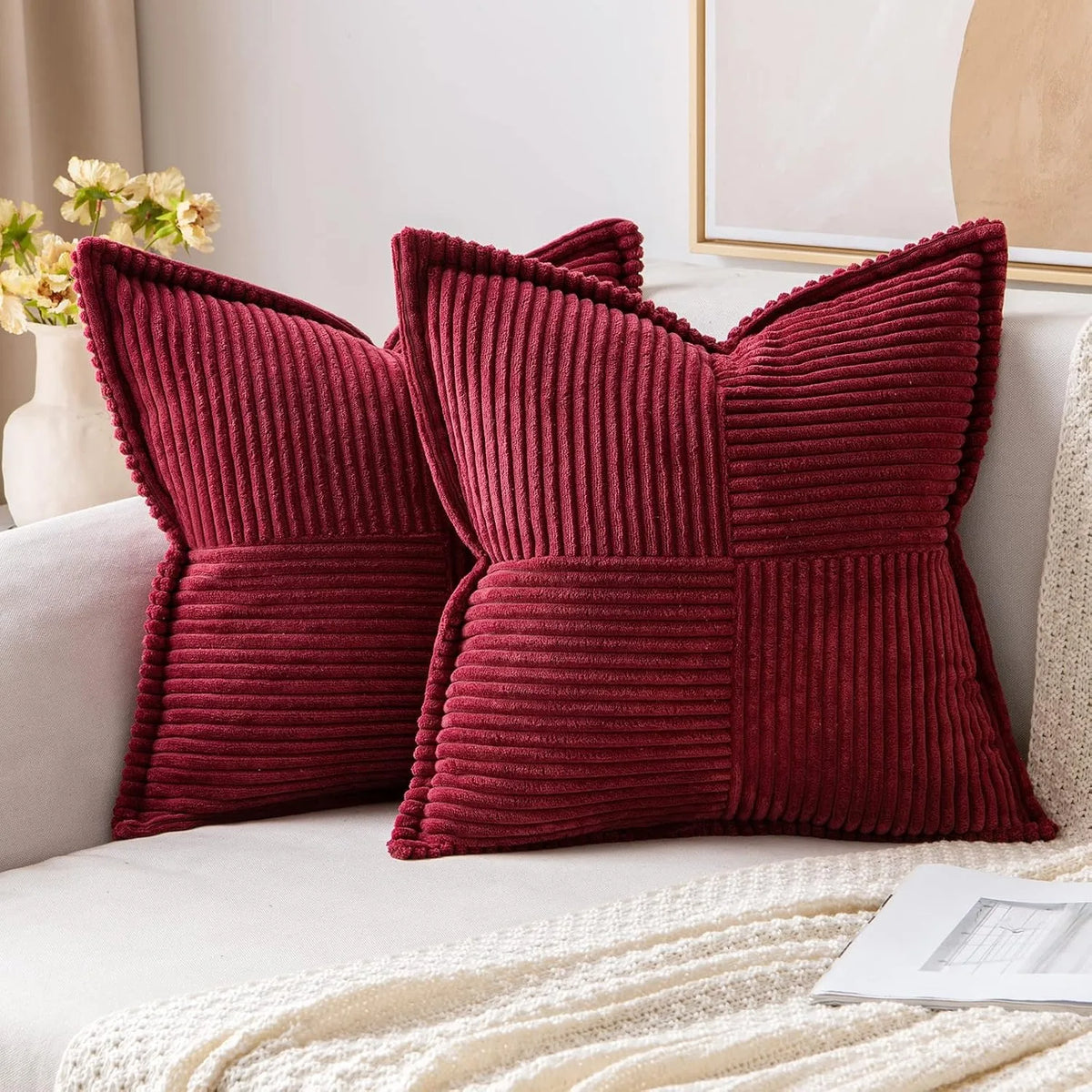 housse coussin velours côtelé rayé beige coussin support lombaire sieste lit classique polyester coton