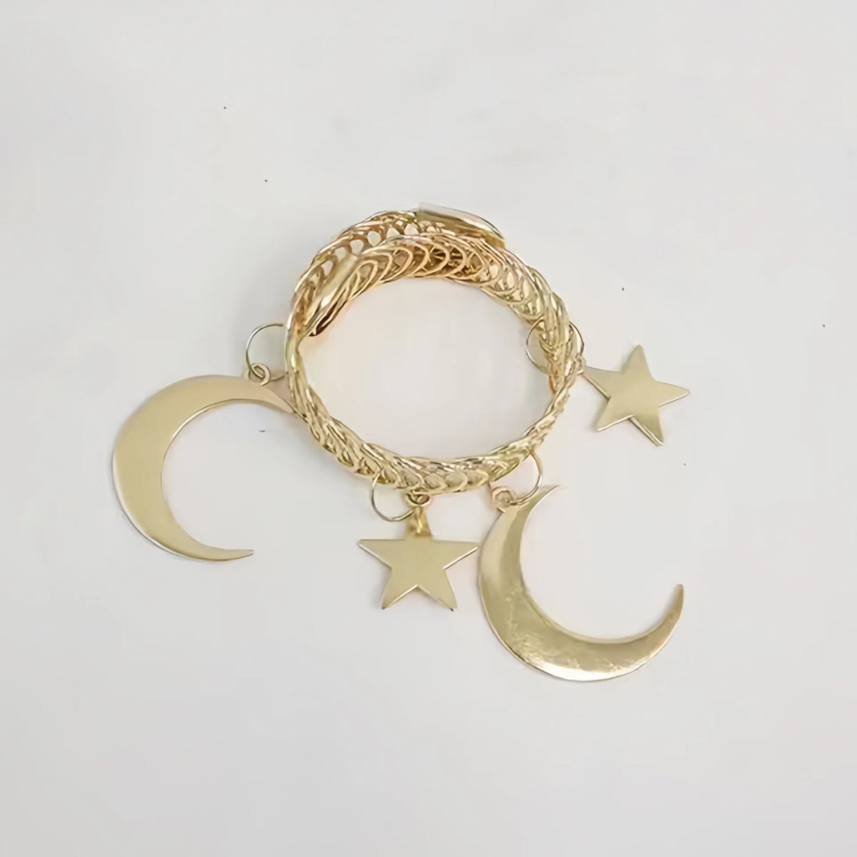 anneaux rideau boho chic bronze lune étoiles polyester entrelacés chambre décoration