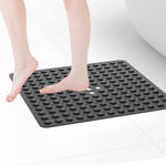 tapis bain antidérapant pvc bleu blanc noir perforé moderne adhésif 53x53cm