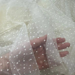tissu polyester blanc beige noir motif dot moderne élégant dentelle respirant bricolage 150cm