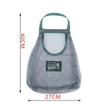sac rangement maille gris vert moderne poignées crochets LIFE IS HARD ENJOY SOFT