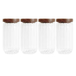 boîte hermétique verre couvercle bois rangement cuisine imperméable qualité alimentaire japonais transparent vertical moderne