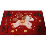 tapis sol antidérapant polyester vinyle géométrique chevaux motifs floraux lettres chinoises happy lucky festive
