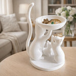 plateau rangement bijoux forme chat blanc noir lisse moderne imprimé 3D decoratif animaux