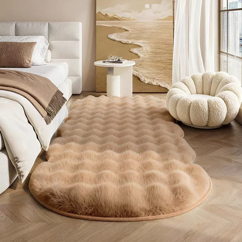 tapis salle bain antidérapant absorbant rapide flanelle beige gris marron ondulé moderne doux