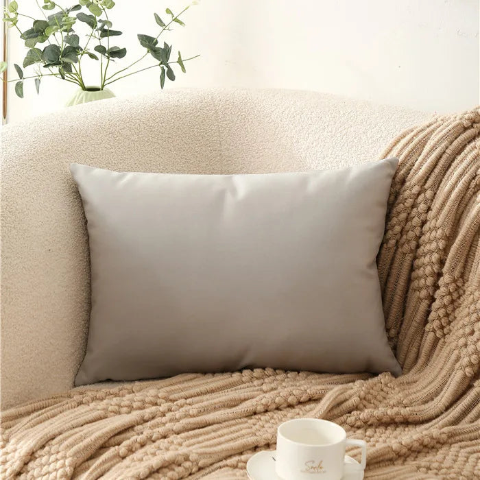 housses coussin carrées unies modernes beige gris orange lit décoration voiture