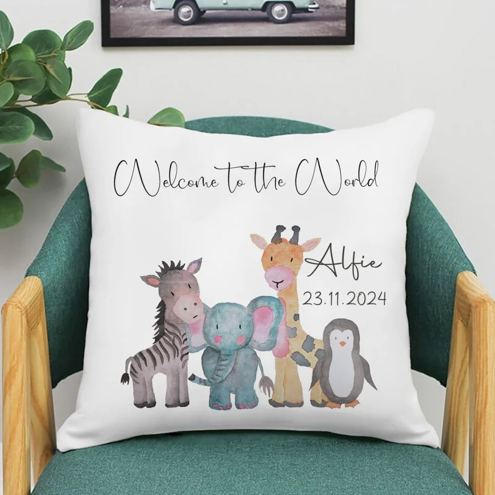 taies d'oreiller animaux forest enfants nom personnalisable illustration blanche festive