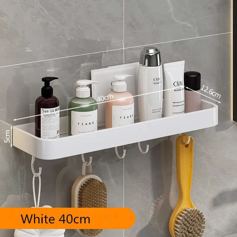 étagère murale salle bain blanche aluminium porte serviette porte brosse dents