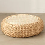 coussin sol rond tissé main paille mousse pu anti décubitus opaque rustique beige brunclair