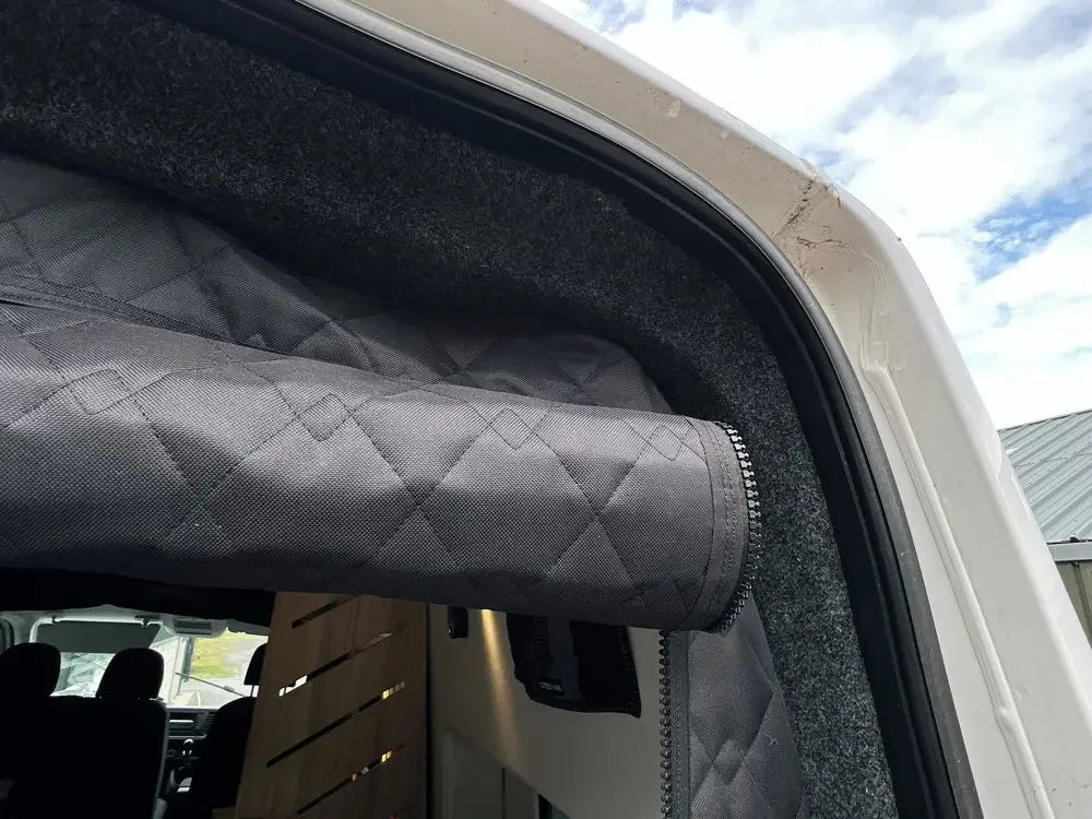 rideau porte gris quilted moderne insulation 183cm 160cm camping car caravane fixations incluses