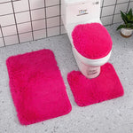 tapis toilette rose violet gris clair peluche points moderne antidérapant ensemble trois pièces