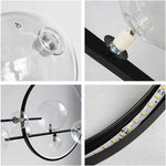 suspension lumineuse moderne boules transparentes cercle métallique noir doré led 110v 240v fixations câbles