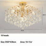 plafonnier moderne luxueux cristal pendans or led salon décoration lustreintérieur chambre château