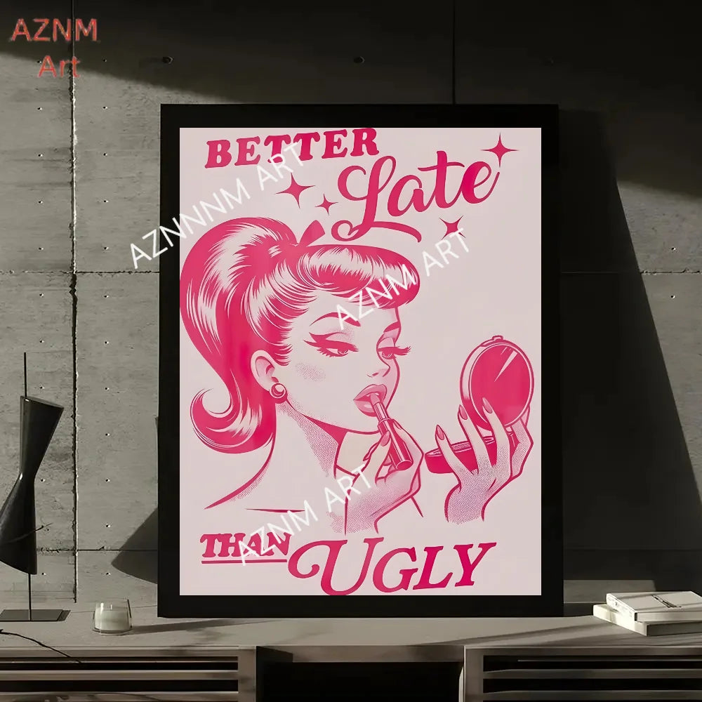 affiche moderne abstraite rose paysages tigres fleurs toile 30x40cm noir blanc pop art