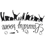 serviette moderne imprimée blanc texte laundry room silhouettes vêtements adhésive résistante eau contemporain