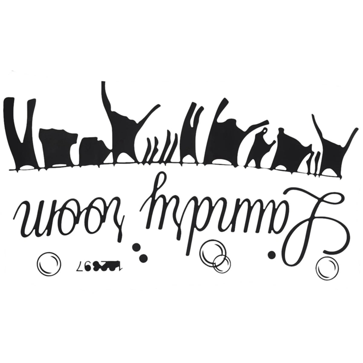 serviette moderne imprimée blanc texte laundry room silhouettes vêtements adhésive résistante eau contemporain