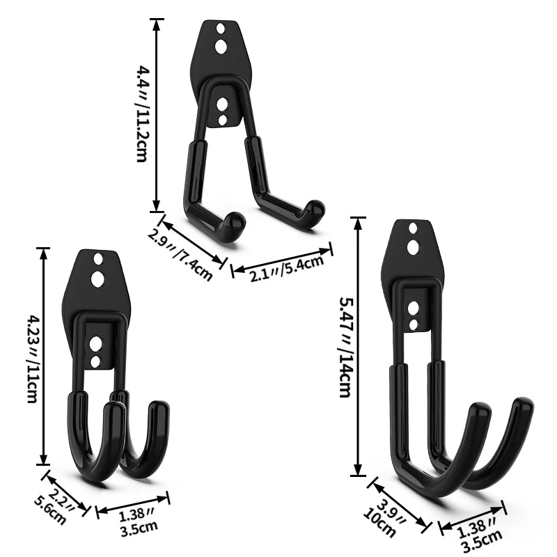 crochet mural acier noir support rangement outils garage vélo escabeau fixation vis