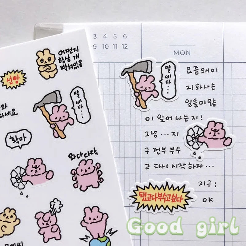 sticker kawaii multicolore dessins animés adhésifs mignons opaques autocollants animauxscriçãopta