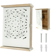 Boîte à clés murale en bois vintage avec 6 crochets - Décoration d'entrée élégante