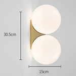 lampe murale moderne minimaliste sphérique verre blanc doré opacité fixée mur