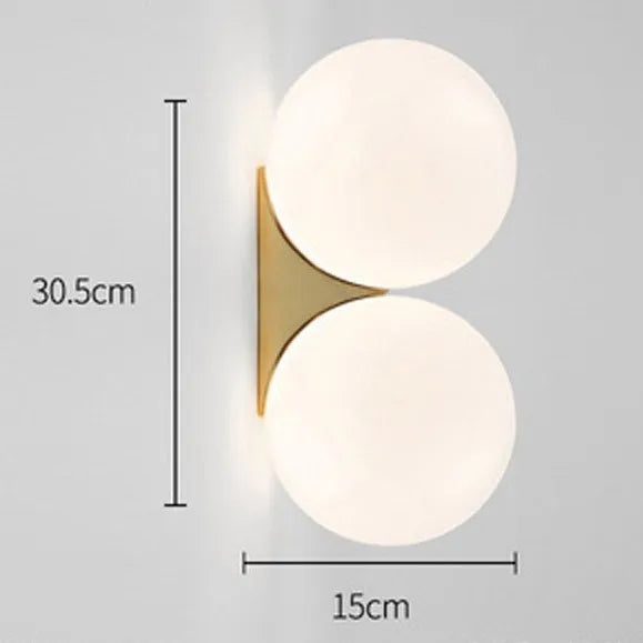 lampe murale moderne minimaliste sphérique verre blanc doré opacité fixée mur