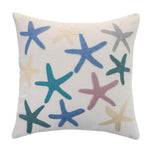 housse coussin brodée motif marin hippocampes coraux blanc océan 45x45cm polyester zipper