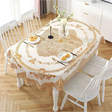 nappe table imperméable brodée dentelle blanche classique blanc bleu violet réutilisable maison