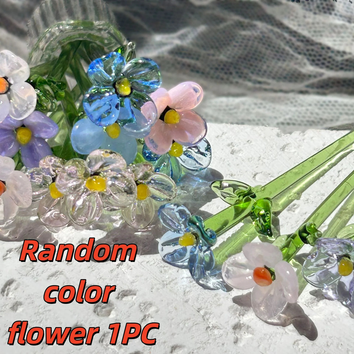 bouquet fleurs artificielles multicolore japonais artisanal verre soufflé main décoration maison festive
