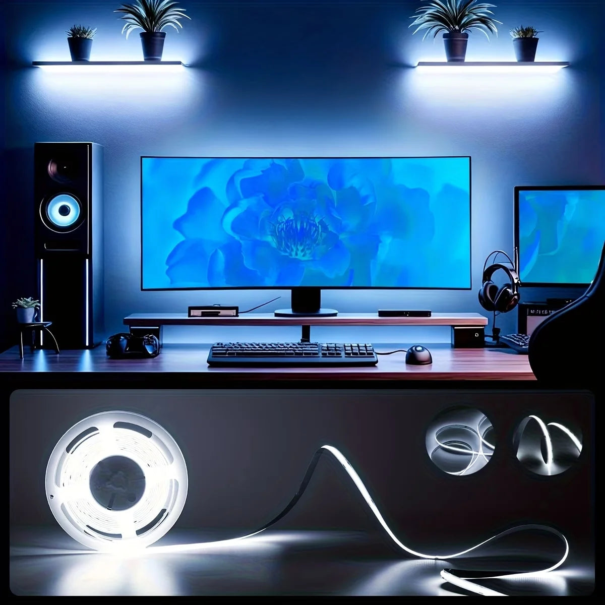 ruban led flexible blanc moderne adhésif facile coupe photo cadre décoration intérieure