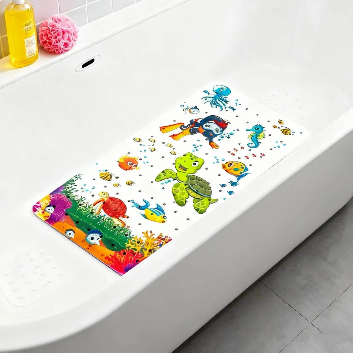 tapis bain moderne transparent perforations ventouses antidérapant doux salle bain