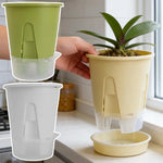 pots fleurs auto arrosants moderne vert blanc beige opaques adhésifs ensemble plateau plastique pvcextérieur