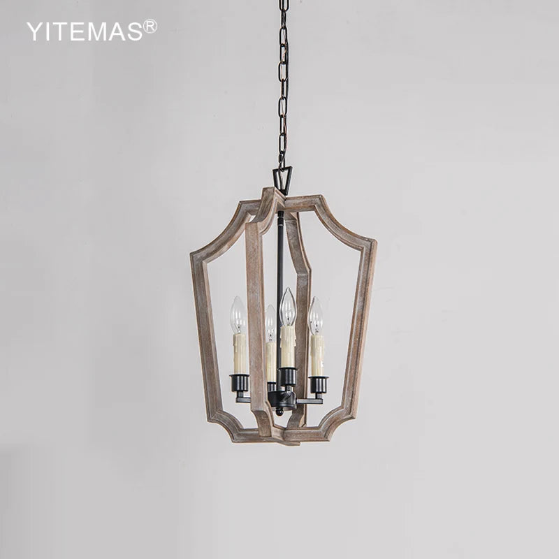 lampe suspendue bois naturel structure géométrique vintage ampoules e14 four pieces chambre salle manger