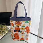 sac main tissu poignées détachables motif dessins animés blanc moderne opacité portable
