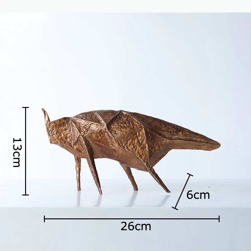 décoration moderne sculpture animaux renard loup noir bronze texturée angularisée